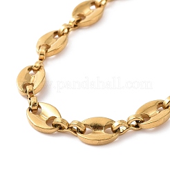 PVD Vacuum Plating 304 Stainless Steel Coffee Bean Chain Bracelet for Men Women&nbsp;BJEW-E031-16G-02