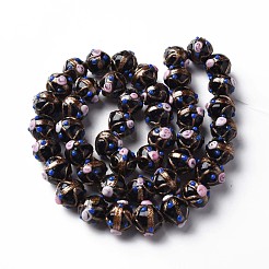 Handmade Gold Sand Lampwork Beads Strands&nbsp;LAMP-T017-05C