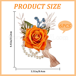 Cloth Flower & Foam Wrist Corsage with Plastic Pearl&nbsp;BJEW-WH0022-33A