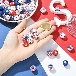 90Pcs 9 Styles Printed Wood European Beads&nbsp;WOOD-CJ0002-69