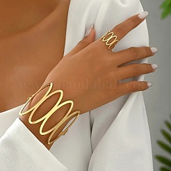 Hollow Oval Alloy Cuff Bangles & Rings Sets&nbsp;FS-WG357B1-01