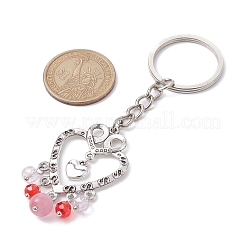 Alloy Heart & Glass Bead Pendant Keychain&nbsp;KEYC-JKC00621
