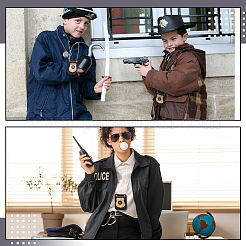 2Pcs PU Leather & Alloy Police Badge with Chain and Belt Blip&nbsp;NJEW-HY0002-18