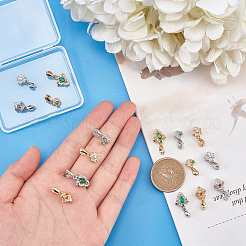 16Pcs 8 Style Brass Micro Pave Cubic Zirconia Ice Pick Pinch Bails&nbsp;KK-FH0003-43