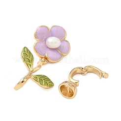 Flower Brass Enamel Fold Over Clasps&nbsp;KK-S531-33G-A