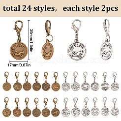 48Pcs 24 Styles Alloy Pendant Decorations&nbsp;HJEW-FH00013