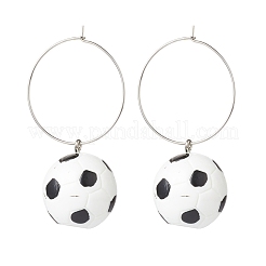 Sport Ball Theme Resin Dangle Big Hoop Earrings&nbsp;EJEW-JE05023