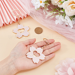 Alloy Enamel Flower Keychains&nbsp;KEYC-WH0038-64