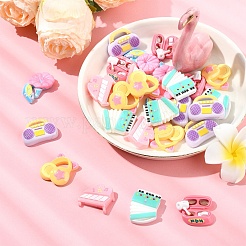 30Pcs 6 Styles Opaque Music Theme Resin Cabochons&nbsp;CRES-YW0002-48