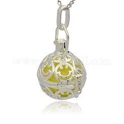 Silver Color Plated Brass Hollow Round Cage Pendants&nbsp;KK-J216-15S