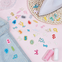40Pcs Computerized Embroidery Polyester Iron on/Sew on Patches&nbsp;PATC-WH0021-071