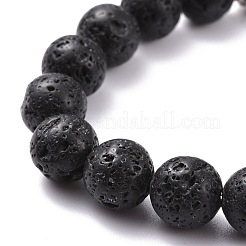 Natural Lava Rock Round Beads Essential Oil Anxiety Aromatherapy Stretch Bracelet for Girl Women Gift&nbsp;BJEW-JB07054