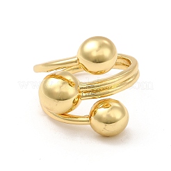 Brass Triple Half Round Open Cuff Ring for Women&nbsp;RJEW-I092-03G