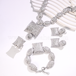 Women's Brass Bracelets & Earrings & Necklaces & Rings Sets&nbsp;NC4377-1