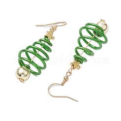 2 Pairs 2 Colors Christma Tree Electroplated Synthetic Non-magnetic Hematite & Aluminum Wire Dangle Earrings&nbsp;EJEW-JE05908
