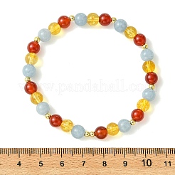 6MM Round Natural Carnelian & Dyed Quartz & Synthetic Citrine Beaded Stretch Friendship Bracelets&nbsp;BJEW-JB14382