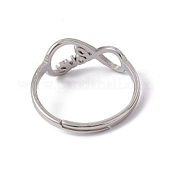 Non-Tarnish 201 Stainless Steel Infinity Love Adjustable Ring for Women&nbsp;RJEW-C045-03P