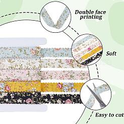 20 Yards 5 Colors Flower Printed Polyester Ribbon&nbsp;OCOR-CY0004-69