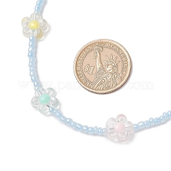 Acrylic & Glass Seed Beaded Flower Necklaces for Women&nbsp;NJEW-JN05291-03