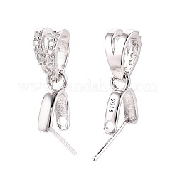 925 Sterling Silver Micro Pave Cubic Zirconia Ice Pick Pinch Bails&nbsp;STER-N016-57P