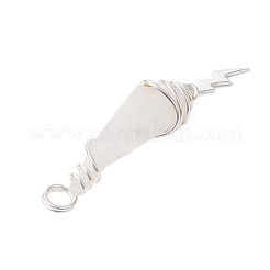 3Pcs 3 Styles Electroplated Natural Quartz Crystal Nuggets Copper Wire Wrapped Pendants&nbsp;PALLOY-JF03128-01