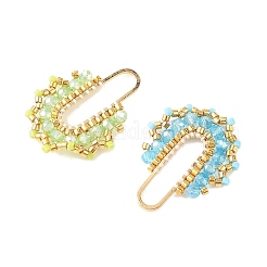 3Pcs 3 Colors Brass & Seed Baeded & Glass Connector Charms&nbsp;PALLOY-MZ01372