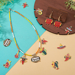 72Pcs 18 Styles Cinco De Mayo Theme Alloy Enamel Pendants&nbsp;ENAM-TA0003-18