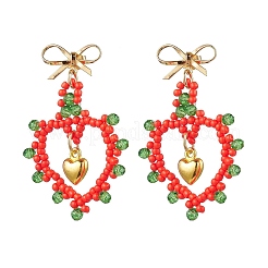 Glass Seed Beads Dangle Stud Earrings&nbsp;EJEW-MZ00396-03