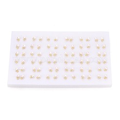 Flower Brass Micro Pave Clear Cubic Zirconia Stud Earrings&nbsp;PEAR-N020-WX14