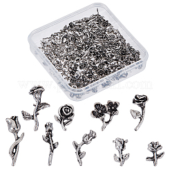 90Pcs 9 Styles Rose Alloy Cabochons&nbsp;MRMJ-OC0004-06