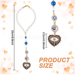 Heart with Evil Eye Alloy Enamel Hanging Ornaments&nbsp;HJEW-DR00016