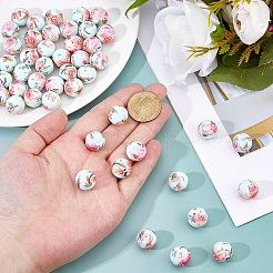 50Pcs Printed Round Silicone Focal Beads&nbsp;SIL-DC0001-84