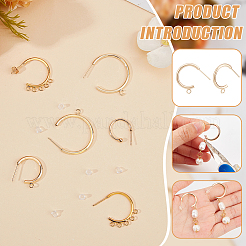 16Pcs 4 Style Brass Ring Stud Earring Findings&nbsp;KK-BC0013-48