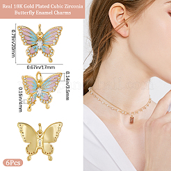 6Pcs Brass Micro Pave Cubic Zirconia Pendants&nbsp;KK-BBC0020-42