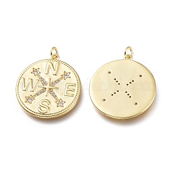Brass Micro Pave Clear Cubic Zirconia Pendants&nbsp;ZIRC-I048-06G