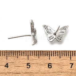 Butterfly Brass Micro Pave Cubic Zirconia Ear Studs&nbsp;EJEW-D304-34P