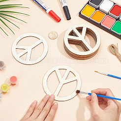 10Pcs Unfinished Blank Wooden Peace Sign Pendants Set for Painting Arts&nbsp;DIY-WH0591-579