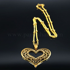 Hollow Out Heart 201 Stainless Steel Pendant Necklaces for Women&nbsp;FS-WG1E05F-02