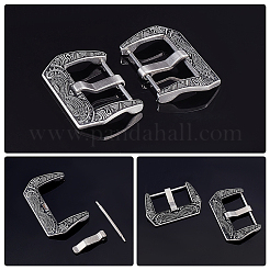 2 Sets Tibetan Style 304 Stainless Steel Watch Band Clasps&nbsp;STAS-UN0039-87A