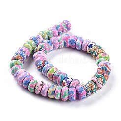 Handmade Flower Printed Polymer Clay Beads Strands&nbsp;CLAY-M003-02