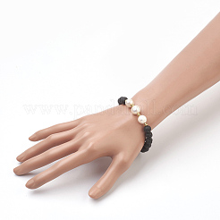 Natural Lava Rock Beads Stretch Bracelets&nbsp;BJEW-JB03880-01