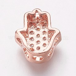 Brass Cubic Zirconia Beads&nbsp;KK-P134-05RG