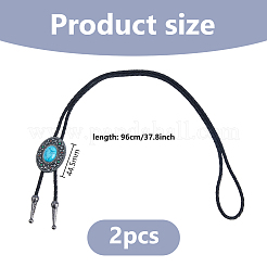 2Pcs Alloy Enamel with Synthetic Gemstone Oval Bolo Tie Necklaces&nbsp;NJEW-DC0001-28