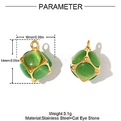 304 Stainless Steel Cat Eye Cube Charms&nbsp;STAS-OY008-93G
