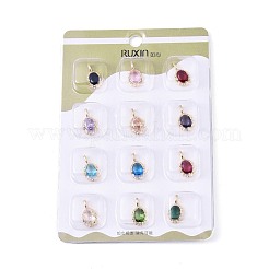 Brass with Cubic Zirconia Pendants&nbsp;KK-T073-34G