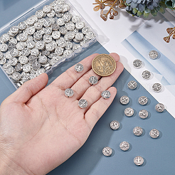 150Pcs Tibetan Style Alloy Flat Round Beads&nbsp;TIBEB-GA0001-05AS