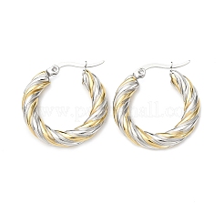 304 Stainless Steel Two Tone Hoop Earrings&nbsp;EJEW-B150-01D