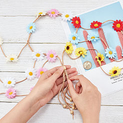 Cloth Sunflower Hippie Headband Floral Crown&nbsp;OHAR-WH0011-12B