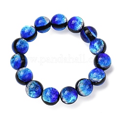 14MM Luminous Handmade Foil Glass Round Beaded Stretch Bracelets&nbsp;LA-CBA41F9-01B