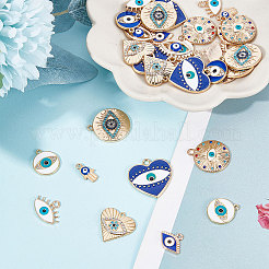 40Pcs 10 Style Alloy Enamel Pendants Light Gold&nbsp;ENAM-SC0002-95